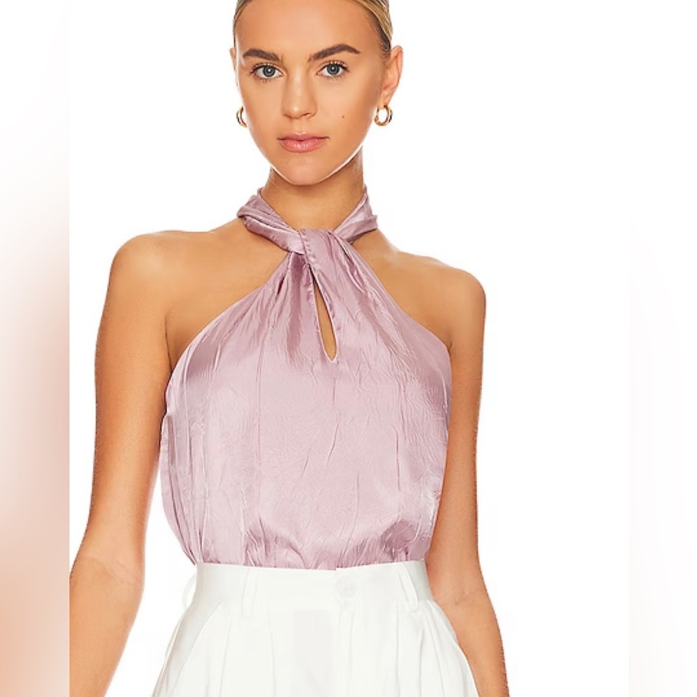 Jonathan Simkhai twist front halter top in dusty rose size xs NWT
